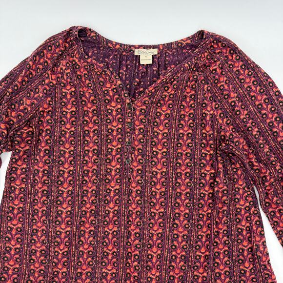 LUCKY BRAND Shirt Womens Size XL Boho Floral Print Relaxed Blouse Casual Top - Picture 4 of 8
